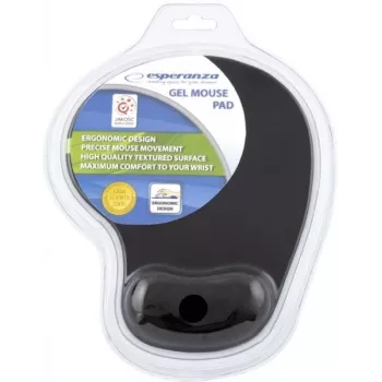 Tapete de rato ESPERANZA EA137K, preto, com apoio de gel para o pulso, base antiderrapante, utilização universal