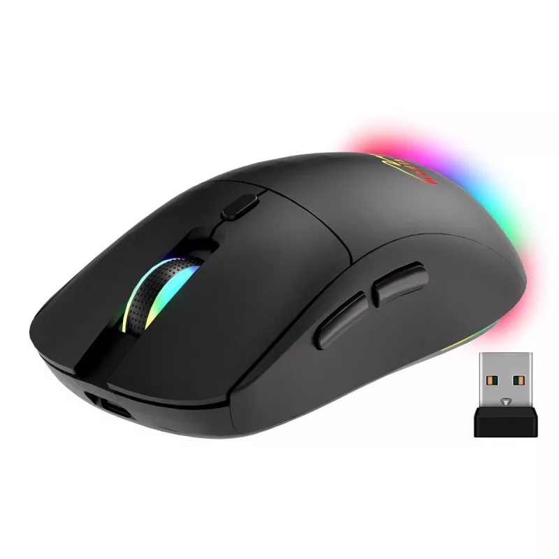 Rato sem fios MEDIA-TECH MT1124 BT/RF Silent & Recharge — ambidestro, 3200 DPI, Bluetooth + 2,4 GHz USB, 6 botões, recarregável
