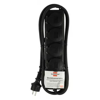 Tomada de extensão Brennenstuhl IP44 4 tomadas preto 2,0m H07RN-F 3G1,5 - Cabo de extensão - AC 230 V - Saídas: 4 - 2 m (1159960)