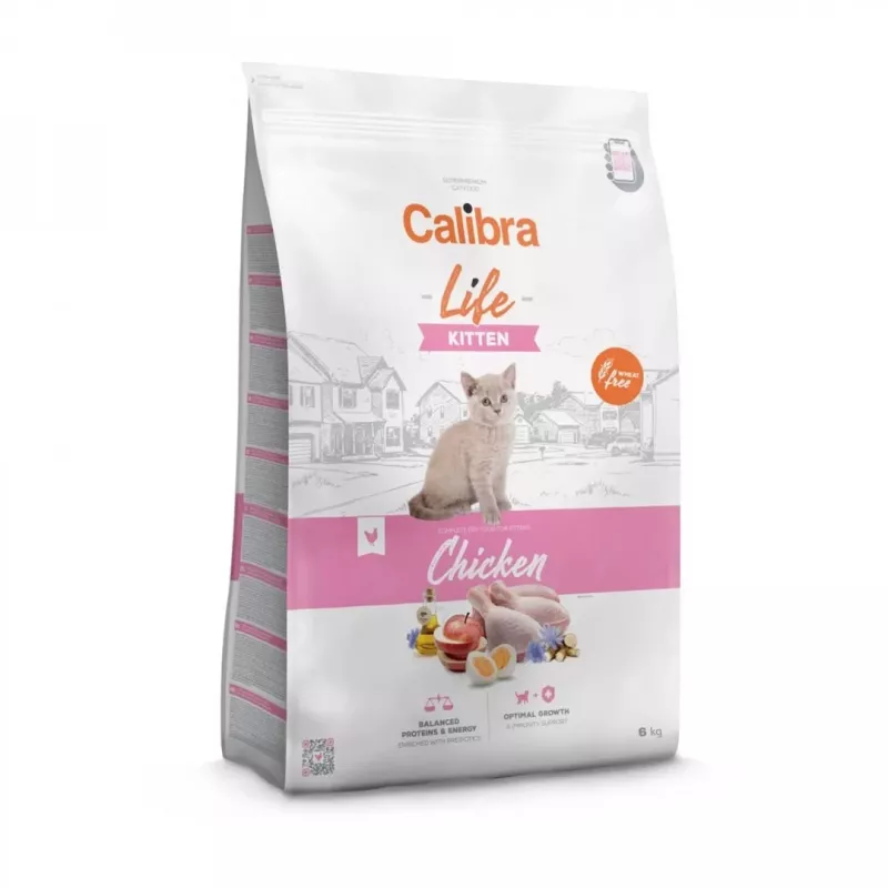 Comida seca para gatos Calibra Cat Life Kitten Chicken 6 kg — receita para gatinhos, 37 % de proteína, 21,5 % de gordura