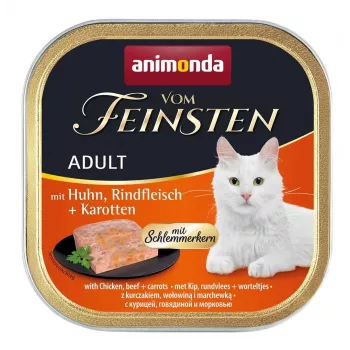 ANIMONDA Vom Feinsten Adult Frango, Vaca e Cenouras - Alimento húmido para gatos - 100 g