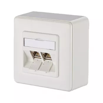 METZ CONNECT BTR E-DAT Módulo 8/8(8) AP - Tomada de parede - RJ-45 X 2 - Branco puro, RAL 9010 (1309120002-E)