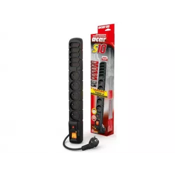 HSK DATA S10 3 m cabo de extensão 10 tomadas AC interior/exterior preto