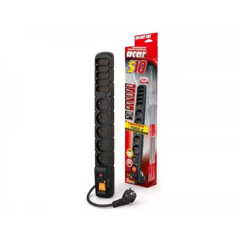 HSK DATA S10 3 m cabo de extensão 10 tomadas AC interior/exterior preto