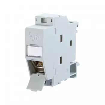 METZ CONNECT REGplus IP20 Módulo E-DAT, CAT 6A Conector fêmea para calha DIN TH35, Cinzento