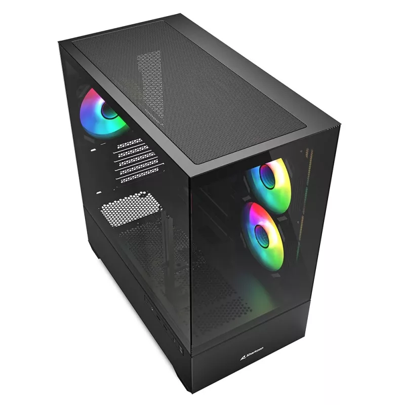 Sharkoon MK6 RGB Micro-ATX caixa de PC, preta, vidro temperado