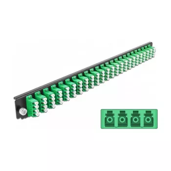 Painel frontal para caixa de fusão DeLOCK 19 polegadas 43370 24 portas LC Quad verde