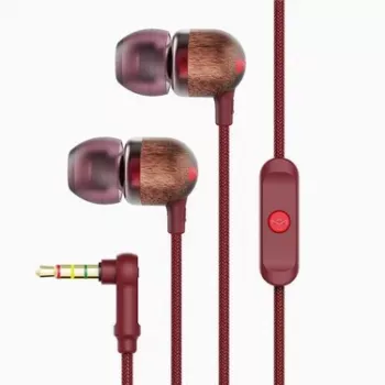 The House Of Marley Smile Jamaica Headset com fios in-ear chamadas/música vermelho, madeira