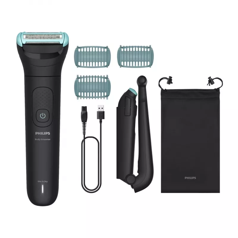 Aparador de pelos corporais Philips 5000 Series BG5480/15 — lâmina de folha, bateria de lítio sem fios, barbear a seco e molhado, preto