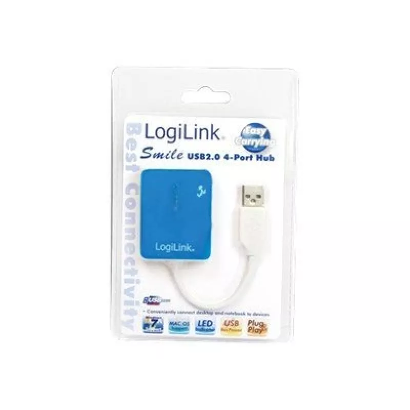LogiLink hub USB 2.0 de 4 portas - azul - Windows 98SE/ME/200/XP/Vista/2003/7 (UA0136)