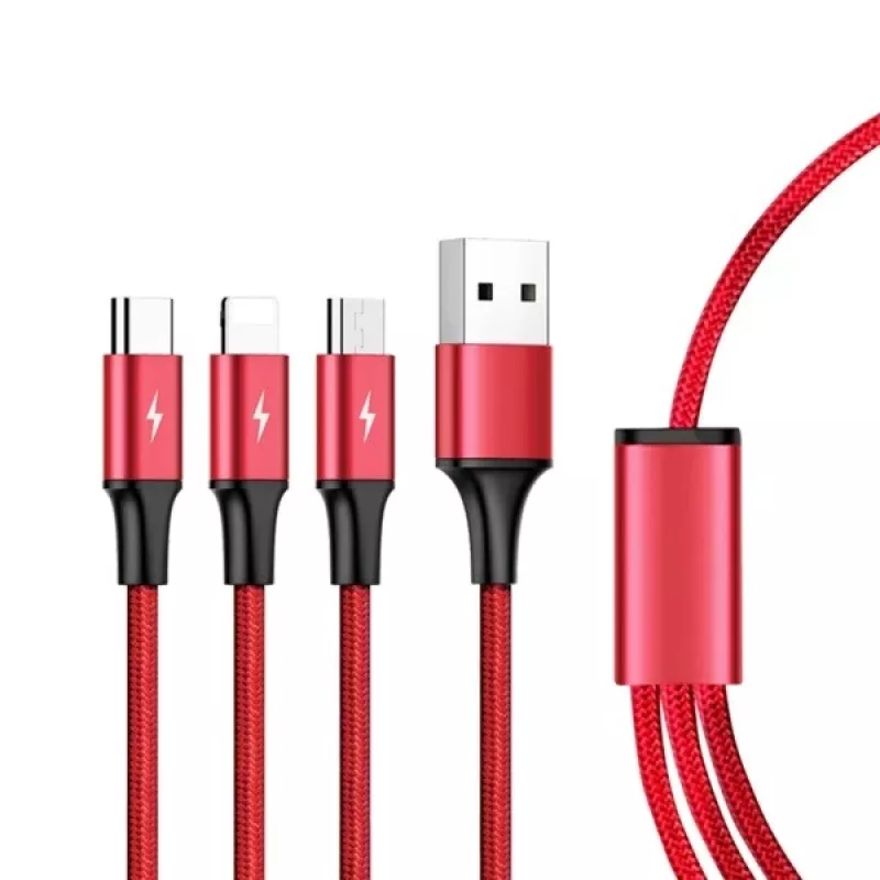 Cabo UNITEK C4049RD USB 1,2 m USB A USB C/Micro-USB B/Lightning vermelho