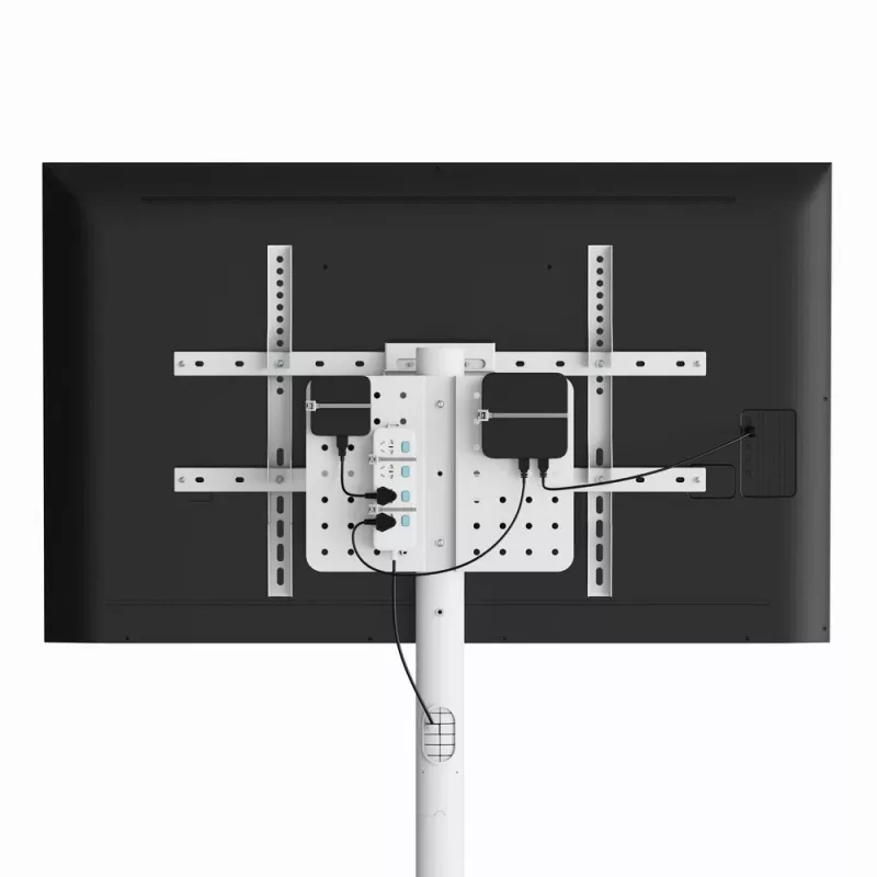 Suporte de TV de chão GEMBIRD TVS-86TR-01-W para televisores de 37–86 polegadas, branco, orientável e inclinável, VESA 200x200–600x400, carga máx. 50 kg