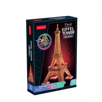 Puzzle 3D Cubicfun Torre Eiffel Night Edition LED da cubicfun modelo 306-L534H – puzzle arquitetónico 3D iluminado