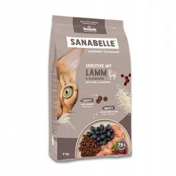 Bosch Sanabelle Life Sensitive ração seca para gatos com borrego e mirtilos, 8 kg