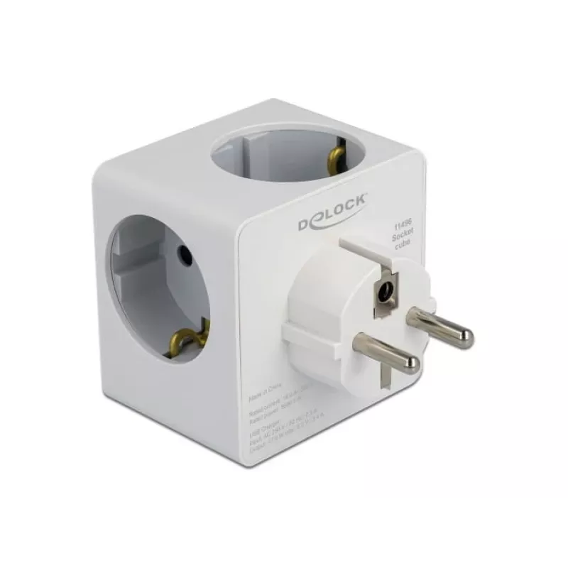 Adaptador de ficha de rede tipo F DeLOCK 11496 2 portas USB 5 V 2,4 A 3 A