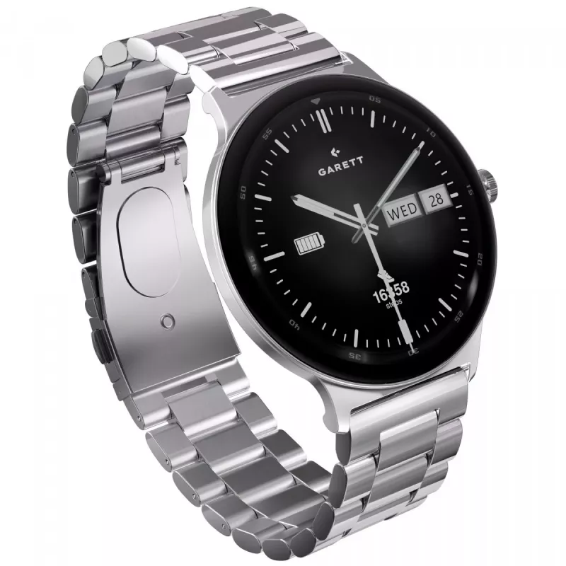 Smartwatch Garett Quantum — aço inoxidável prateado