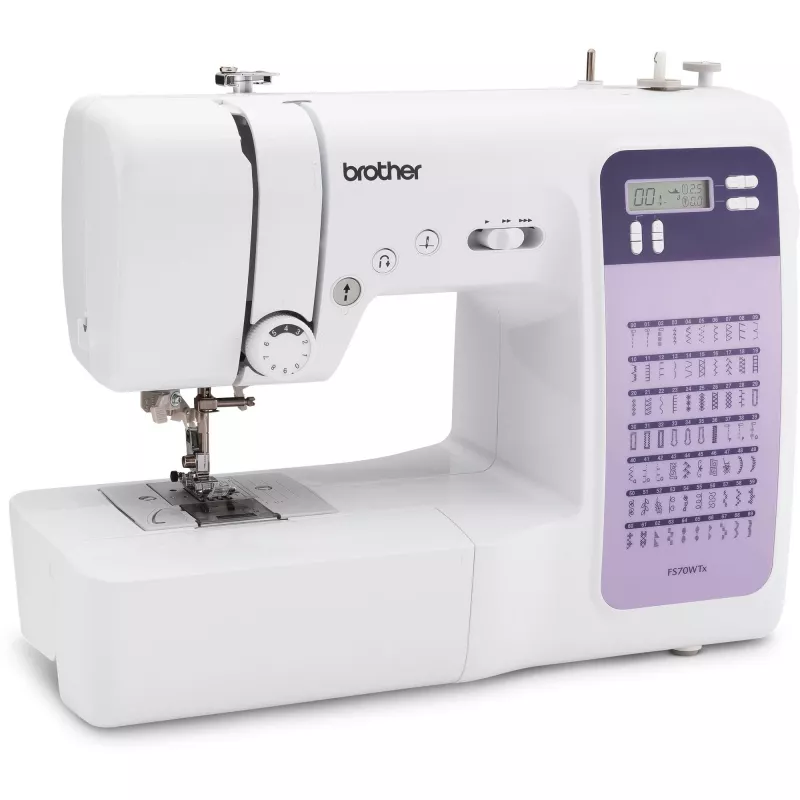 Máquina de costura Brother FS70WTx — 70 pontos, ecrã LCD, 750 SPM, 5 mm de comprimento, 7 mm de largura