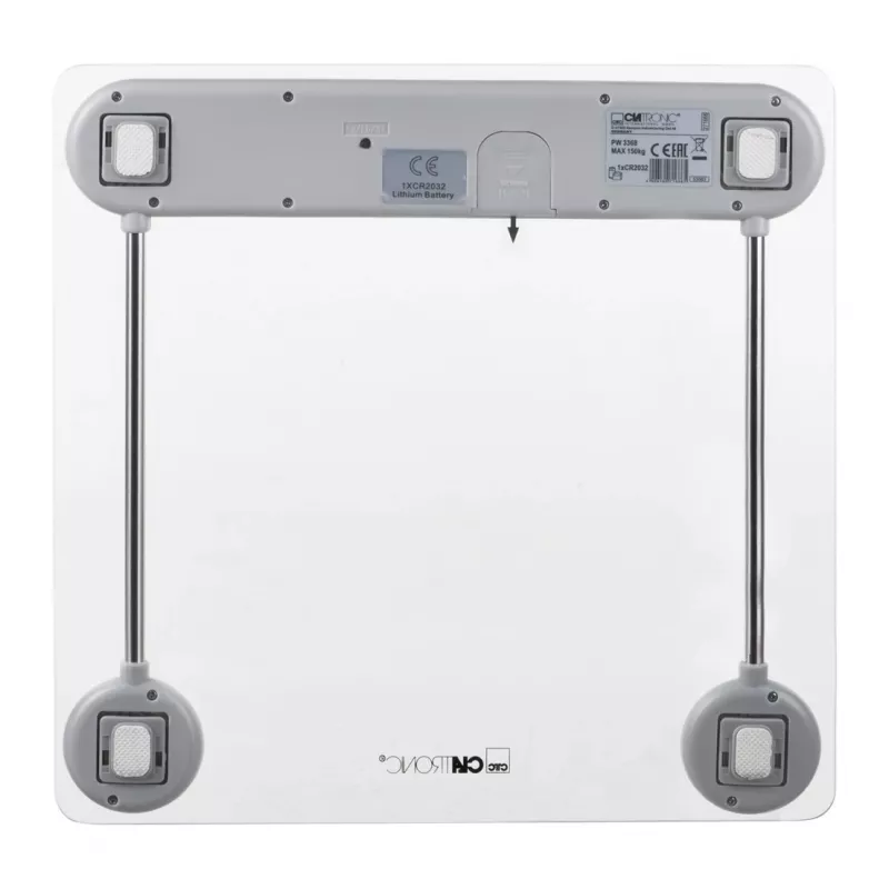 Balança de pessoa eletrónica CLATRONIC PW 3368 — máx. 150 kg, precisão 100 g, plataforma de vidro