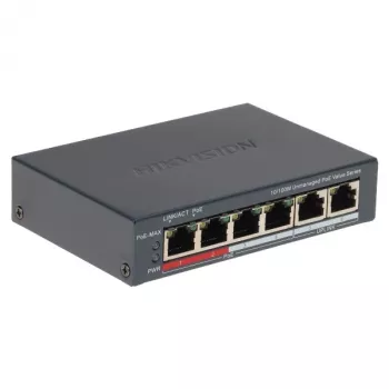 Switch de rede Hikvision DS-3E0106P-E/M(B) — switch Ethernet PoE de 6 portas