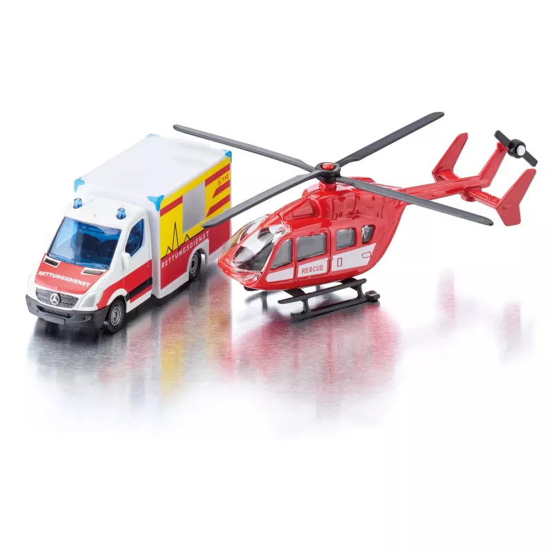 Conjunto de brinquedos Usorteret Siku Mercedes-Benz ambulância e helicóptero conjunto de modelos