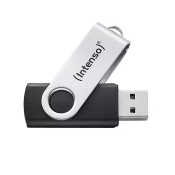 Pen drive Intenso Office Line, 64 GB, USB-A, 3.2 Gen 1x1, preto-prateado, 64 GB, USB Type-A, 3.2 Gen 1 (3.1 Gen 1), anel rotativo, preto, prateado