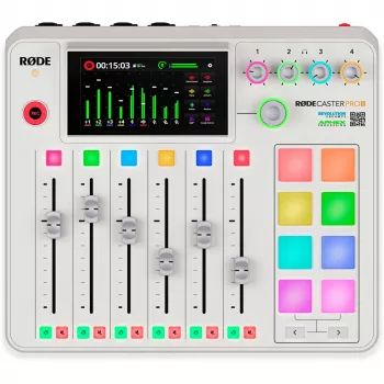 Interface de áudio Rode RodeCaster Pro II branco — consola de gravação USB multicanal