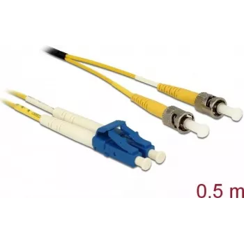 Cabo de fibra ótica LC ST monomodo OS2 0,5 m DeLOCK