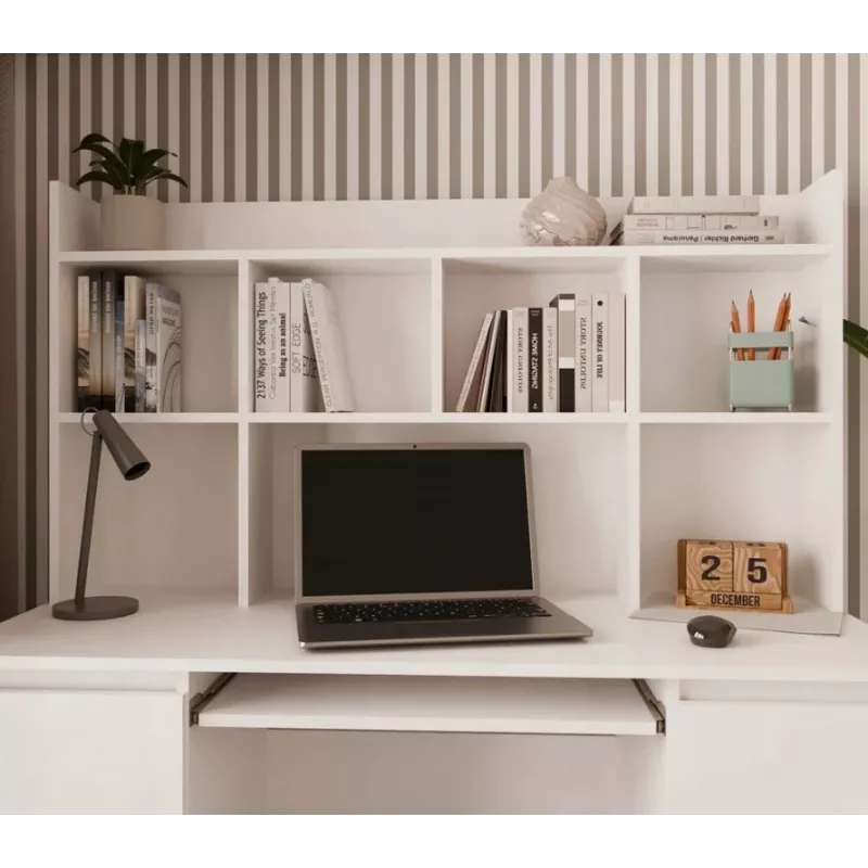 Conjunto secretária KUBA + módulo de extensão, branco