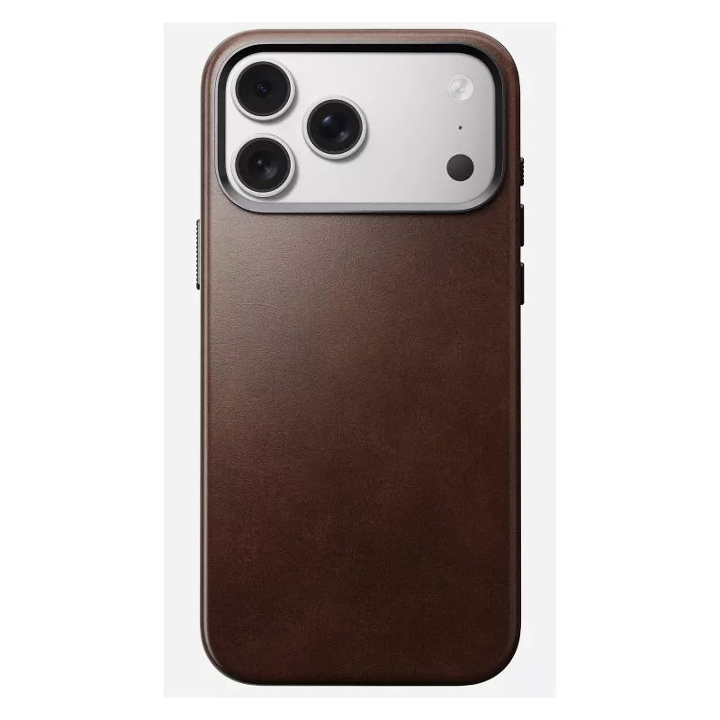 Capa para telemóvel Nomad Traditional Leather Case para iPhone 17 Pro Max, couro/alumínio/microfibra, compatível com 6,9 polegadas (castanho)