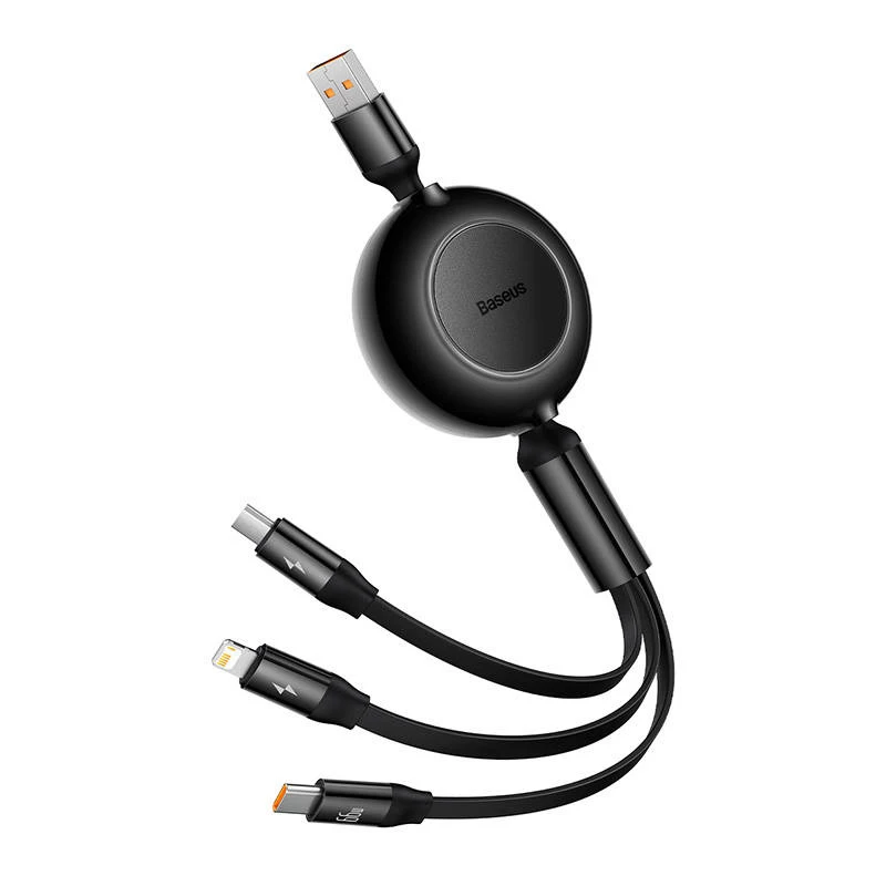 Baseus CAMJ010101 Bright Mirror 2 Series cabo USB 3 em 1, 66 W, 1 m, preto