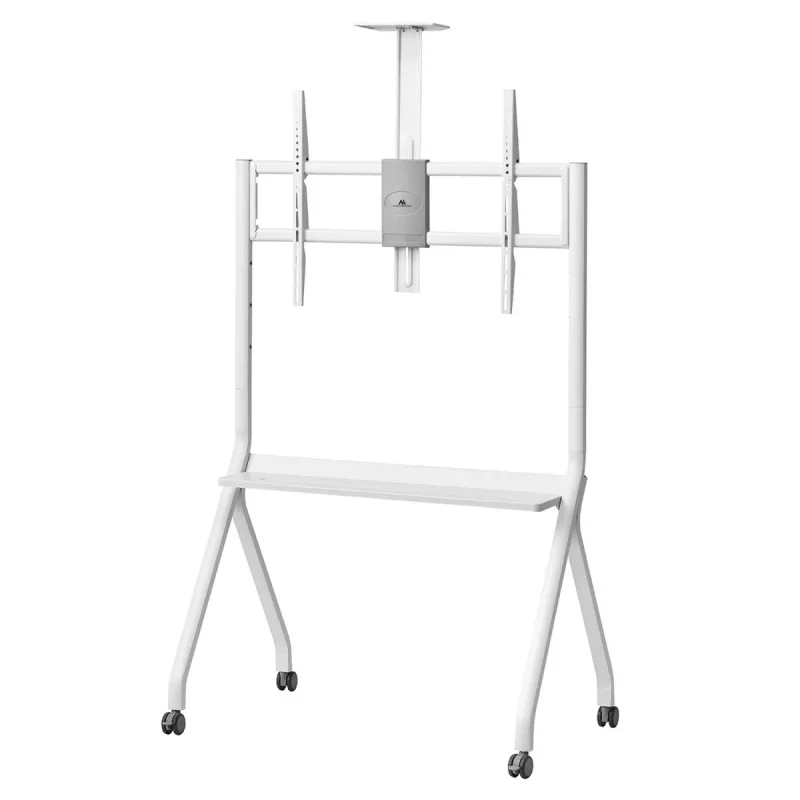 Suporte de TV de chão MACLEAN MC-114 W para ecrãs 55-100 polegadas, branco, VESA até 900x600, carga máxima 120 kg, altura 115–152 cm, prateleira