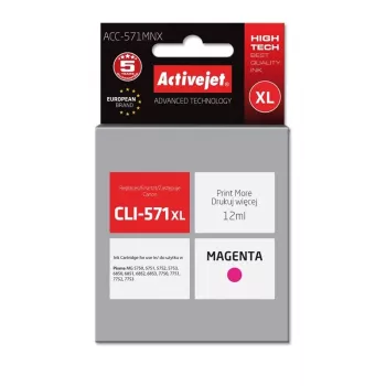 Tinteiro Activejet ACC-571MNX (substituto para Canon CLI-571XLM; Supreme; 12 ml; magenta)