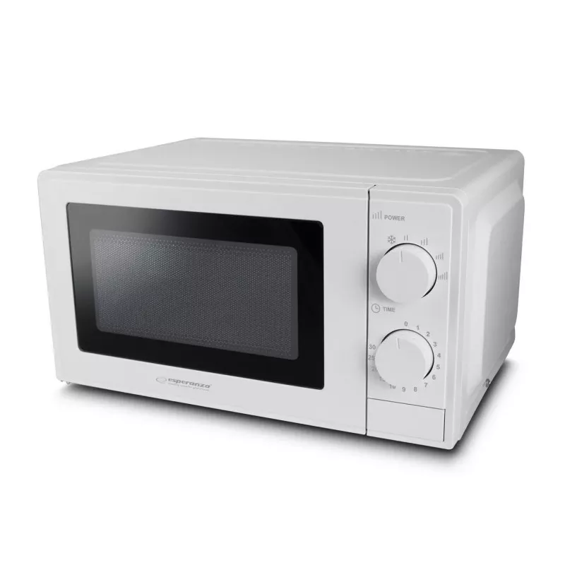 Esperanza ESTOFADO EKO011W micro-ondas solo, de bancada, 20 l, 700 W, 5 níveis de potência, prato rotativo de 24,5 cm, branco