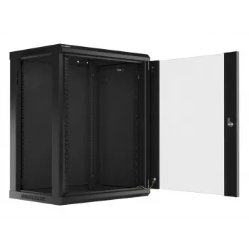Armário de instalação de parede Lanberg 19'' 15U 600x450mm preto (porta de vidro)