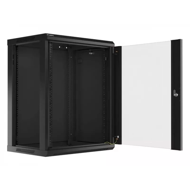 Armário de instalação de parede Lanberg 19'' 15U 600x450mm preto (porta de vidro)