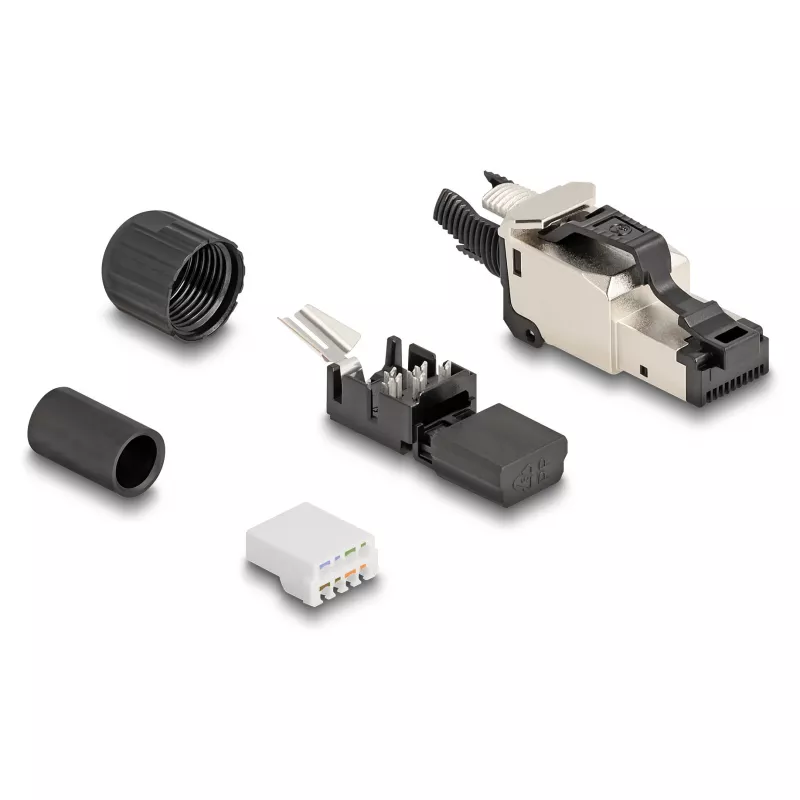Conector de cabos DeLOCK 86017 RJ45/LSA preto prateado ficha
