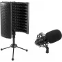 Conjunto de microfone condensador de grande diafragma Omnitronic CM-78MK2 com sistema absorvente de microfone de mesa AS-04