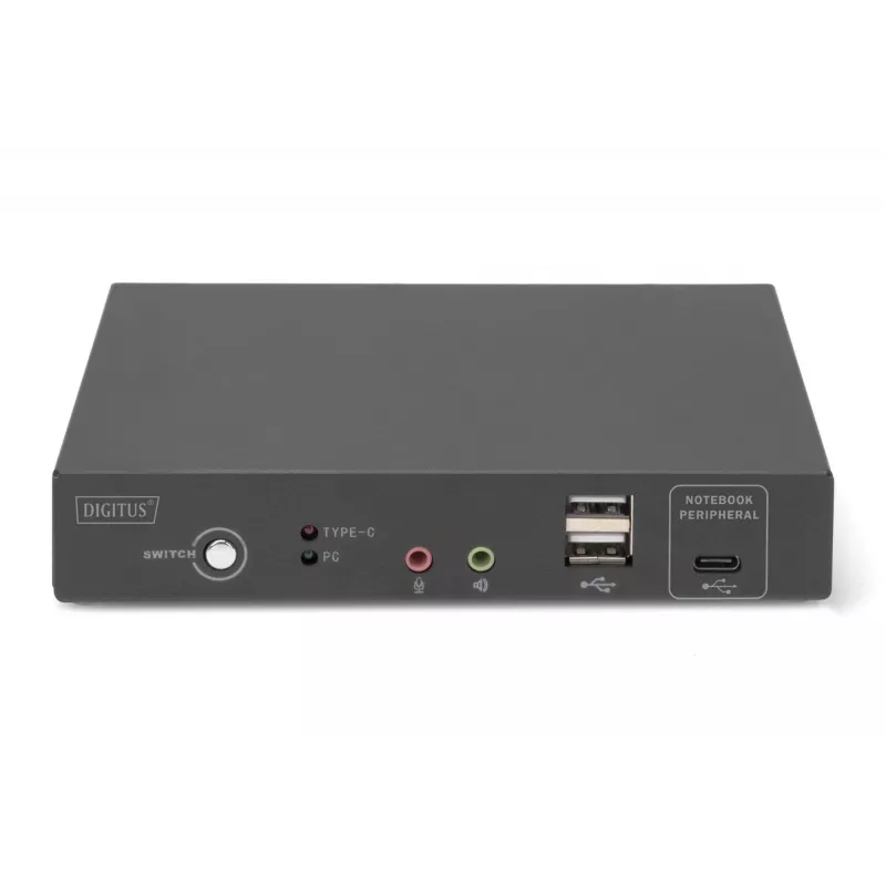 DIGITUS DS-12901 - Switch KVM/áudio/USB - 4K 30 Hz, entrada USB-C/USB/HDMI, saída HDMI, rede