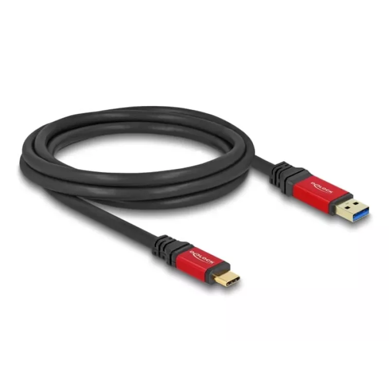 Cabo USB DeLOCK 80618 10 Gbit/s Type-A para Type-C 2m vermelho metal