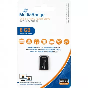 MediaRange Nano - Pen drive USB - 8 GB - USB2.0 - preto (MR920)