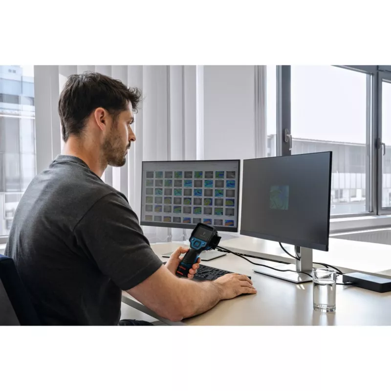 Câmara térmica a bateria GTC 12V-450-13 Professional, detetor térmico Azul/Preto, sem bateria e carregador, em mala de ferramentas