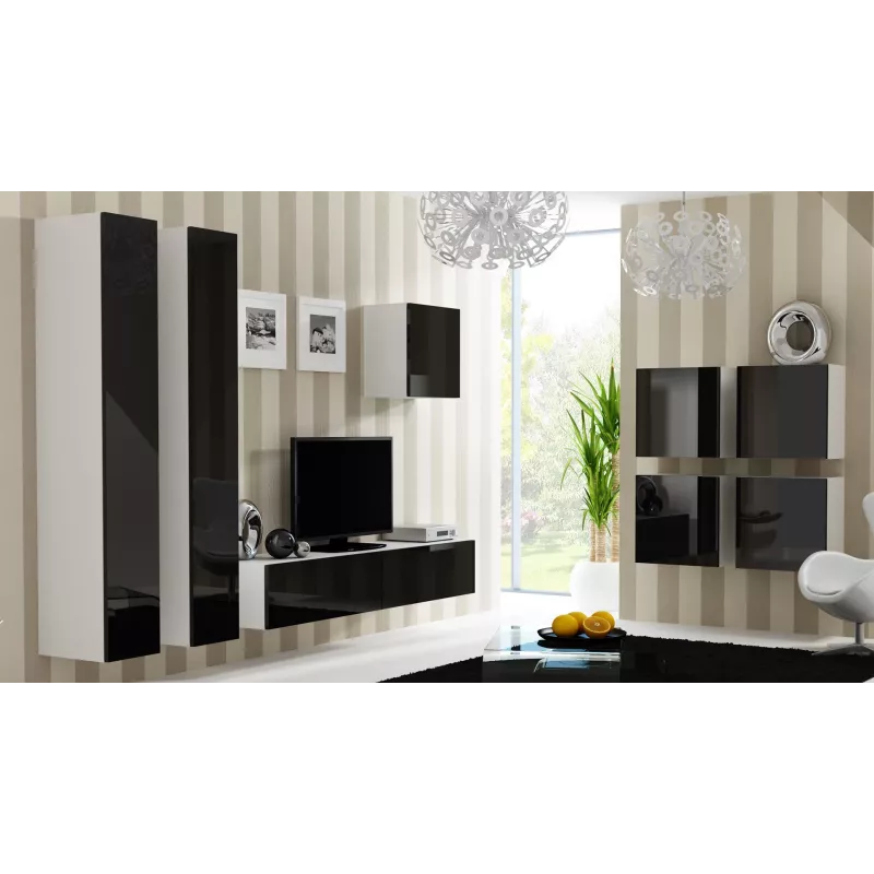 Armário Cama Square VIGO 50/50/30 branco/preto brilhante