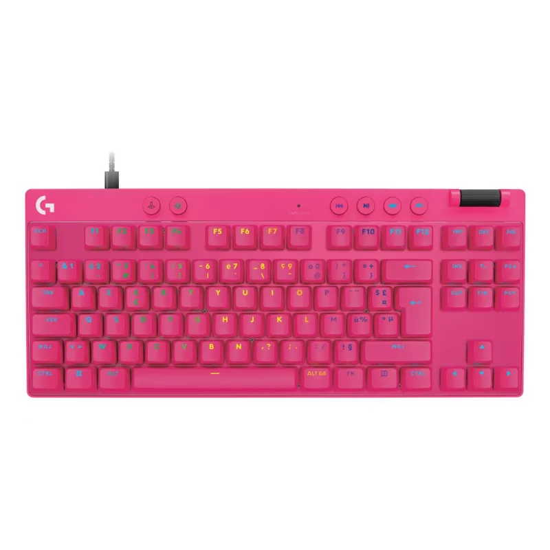 Teclado gaming Logitech G 920-013249 USB AZERTY francês rosa Tenkeyless