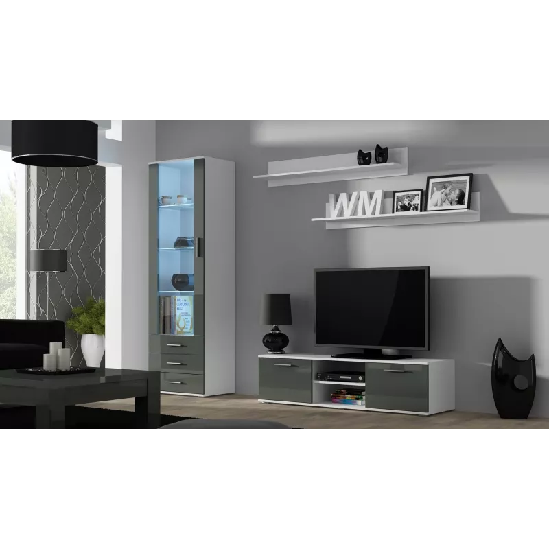 Cama Meble SOHO 140 móvel de TV, branco/cinzento brilhante