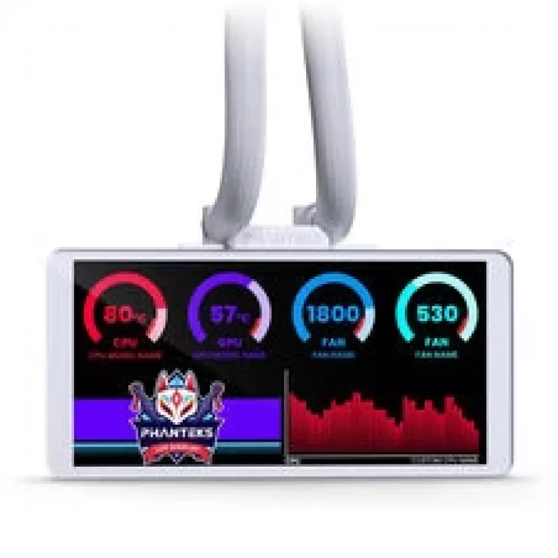 Refrigeração líquida AiO Phanteks Glacier One 360M25 LCD, ecrã de 6 polegadas - 360 mm, branco