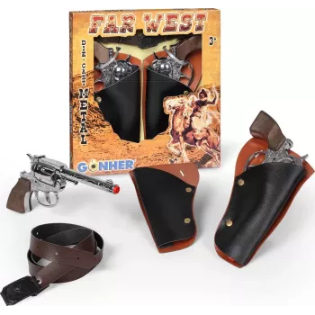 Conjunto de pistolas de brinquedo Pulio 155148/0 — 2 revólveres com cinto