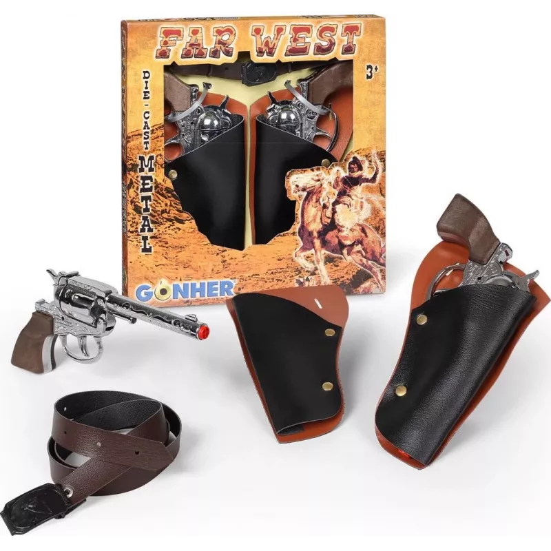 Conjunto de pistolas de brinquedo Pulio 155148/0 — 2 revólveres com cinto