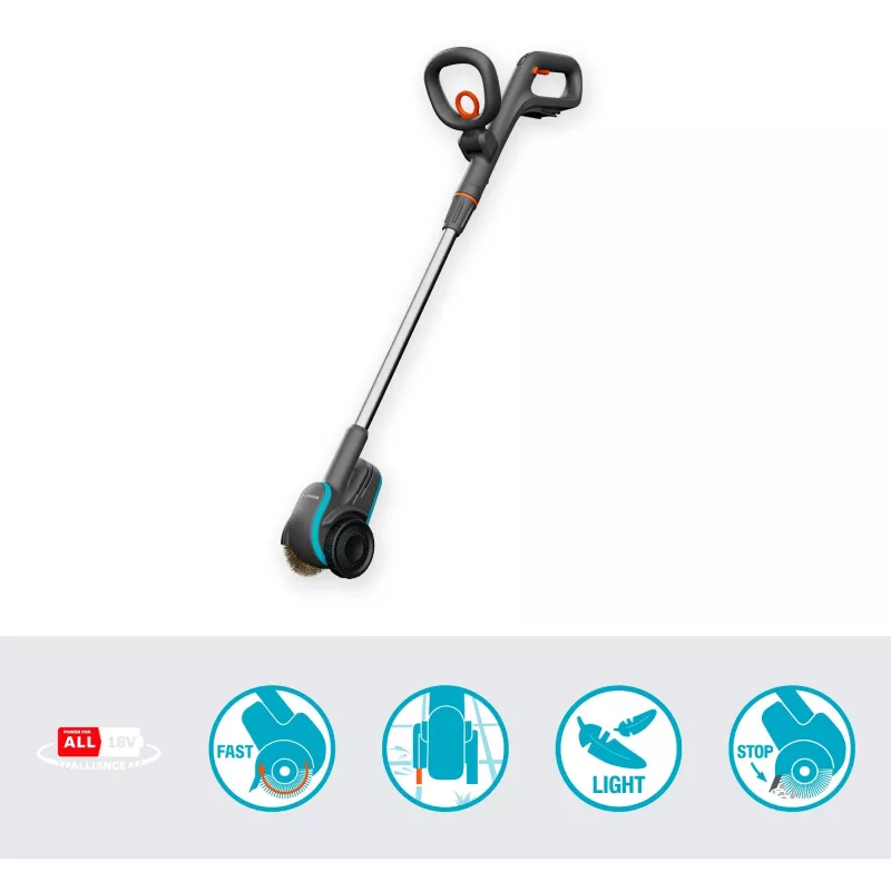 Gardena 14820-55 EasyWeed 1800/18V P4A solo escova de juntas a bateria removedora de ervas daninhas, sem bateria e carregador, cinzento/turquesa
