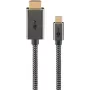 Cabo trançado USB-C para HDMI Goobay 4K a 60 Hz 3 m preto prateado - macho> (75701)