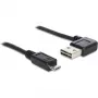 Delock Easy - Cabo USB - USB (macho) em ângulo à esquerda/direita, reversível para Micro-USB Type-B (macho) reto - USB2.0 - 50 cm - preto (85163)